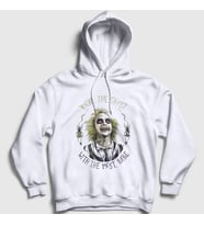 Presmono Unisex Beyaz Ghost With The Most Tim Burton Beetlejuice Kapüşonlu Sweatshirt 456670tt