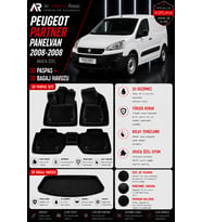 PEUGEOT PARTNER PANELVAN 2008-2008 Araca Özel 3D Paspas + 3D Bagaj Havuzu