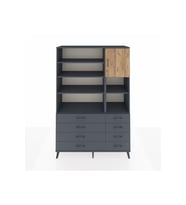 Hyperion Dolap 8 Raflı 8 Çekmeceli Tek Kapaklı  132x44x195 Antrasit-Çam/Antrasit