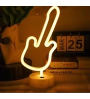 Neon Gitar Masa Lambası Pil+Usb
