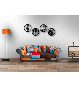 4 Parçalı Mdf Müzik tablo (Siyah)