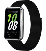 Samsung Galaxy Fit 3 İle Uyumlu Hasırlı Kumaş Kordon Terleme Yapmayan Cildi Tahriş Etmeyen Nefes Alabilir Yapılı Kademeli Cırt Cırt Tasarımlı Deformasyona Dayanıklı Rahat Kayış