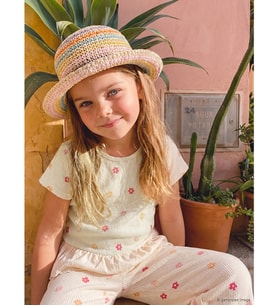 LCW Kids Ekru Çiçekli Kız Çocuk Tişört Ve Pantolon