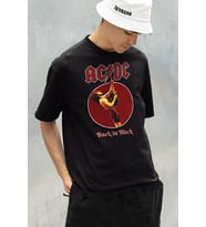 AC DC Back In Black Baskılı Unisex Oversize Rock Metal Tişört