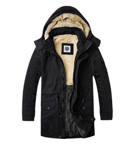 Regular Fit Çıkarılabilir Kapüşonlu saf pamuk gabardin kumaş Uzun Parka Kaban