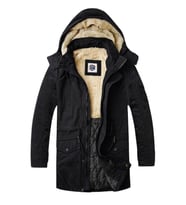 Regular Fit Çıkarılabilir Kapüşonlu saf pamuk gabardin kumaş Uzun Parka Kaban