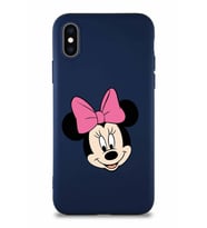 Apple iPhone X Soft Premier Kapak Minnie Mouse-C Tasarımlı Silikon Kılıf - Lacivert (Şeffaf)