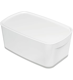 A5 MyBox Kapaklı Küçük Saklama Kutusu, 5 L, Parlak Görünüm, Plastik, Beyaz/Gri, 52191001