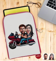 BK Gift Kişiye Özel Sevgililer Karikatürlü Taşınabilir Koruyucu Tablet Kılıfı & Organizer Çanta - Pembe-103
