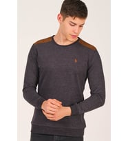Dewberry Erkek Pamuklu Sweatshirt Siyah V4000 Günlük Üst Giyim, Hafta Sonu Kombini, Seyahat Gardırobu