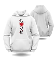 Sevgililer Günü Erkek Kadın Love Kalp Görselli Kapüşonlu Hoodie Sweatshirt 6005 (Beyaz)