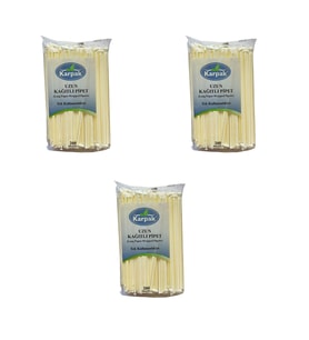 Kağıtlı Sargılı Beyaz Tek Kullanımlık Düz Pipet Kamış 23 Cm. - 200 Adetlik 3 Paket