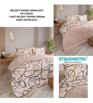 ETE HOMETEX ÇİFT KİŞİLİK LÜX WELSOFT YORGAN SETİ 195X215CM EFEKT BEJ 8696474231962