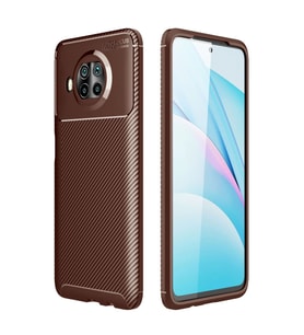Xiaomi Mi 10t Lite Kılıf Auto Focus Karbon Kapak - Kahverengi