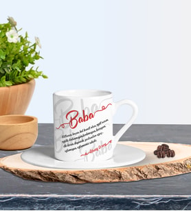 Kişiye Özel Babalar Günü Temalı Türk Kahvesi Fincanı