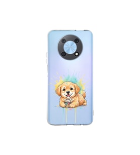 Huawei Nova Y90 ile Uyumlu Splash Köpek Tasarımlı Şeffaf Silikon Kılıf