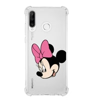 Huawei P30 Lite  Köşe Korumalı Antişok Kapak Minnie Mouse Tasarımlı Şeffaf  Kılıf