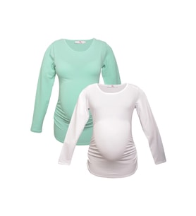 LuvmaBelly MYRA2306_2308 Hamile tshirt seti (Beyaz-Mint)