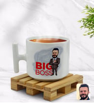 BK Gift Kişiye Özel Erkek Big Boss Karikatürlü T Kulplu Beyaz Middle Kupa Bardak-2