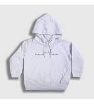 Presmono Unisex Çocuk Beyaz Ekg Cat Kedi Kapüşonlu Sweatshirt 399197tt (Beyaz)