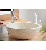Krem Mermer Çanak  Banyo Lavabo