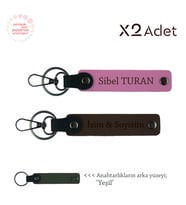 Doğum Gününe Şık Hediye, İsimli & Soyisimli 2’li Anahtarlık Takımı, Koyu Kahve-Pembe-Yeşil
