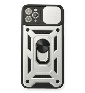 Newface Apple iPhone 11 Pro Kılıf Pars Lens Yüzüklü Silikon - Gümüş