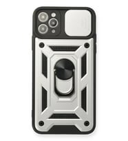 Newface Apple iPhone 11 Pro Kılıf Pars Lens Yüzüklü Silikon - Gümüş