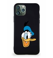 Apple iPhone 11 Pro Soft Premier Kapak Donald Duck-A Tasarımlı Silikon Kılıf - Siyah (Şeffaf)