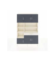 Arges Dolap 10 Raflı Tek Çekmeceli 6 Kapaklı 132x30x195 Aytaşı-Antrasit/Aytaşı
