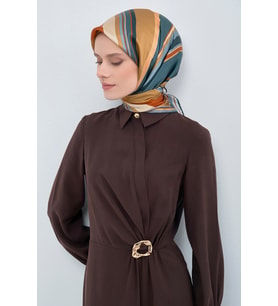 Armine Saf İpek Sura Eşarp-2026 İlkbahar-Yaz- 95140D (Gri - Kırmızı - Sarı)