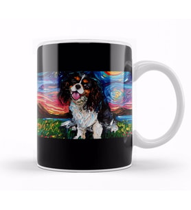 Tri Color Cavalier King Charles Spaniel Night Kupa Bardak Porselen