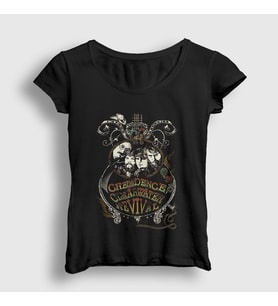 Presmono Kadın Siyah Grapevine Creedence Clearwater Revival T-Shirt 490297tt