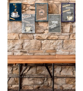 5 Parça (14cmx20cm) Çerçeve Görünümlü Dekoratif Hediyelik Tablo Kahve Severler İçin Ruhunu Yansıtan Kahve Köşesi Tabloları, Duvar Tabloları, Cafe Tabloları