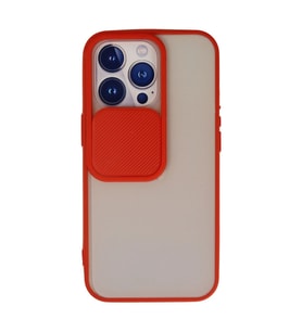 Apple İphone 13 Pro Kılıf Palm Buzlu Kamera Sürgülü Silikon - Kırmızı