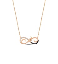 Zirkon Taşlı Rose Aşk Yazılı Model 1 Sonsuzluk Kadın Gümüş Kolye Gklasksnsz1-ros