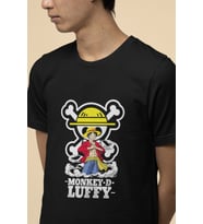 Anime One Piece Monkey D. Luffy Tişört (Siyah)