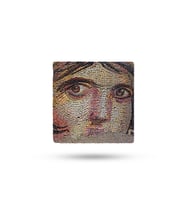 Doğaltaş Bardak Altlığı Zeugma Mozaik Baskılı 10x10cm %100 Traverten Doğal Taş