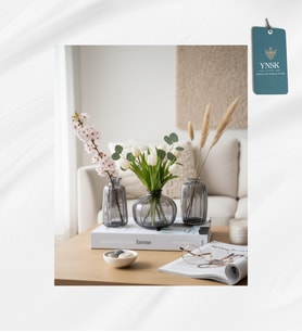 Luxury  3'Lü Minimalist Dekor Cam Vazo, Oda Kokusu Şişesi, Modern Dekor Vazo (Füme)