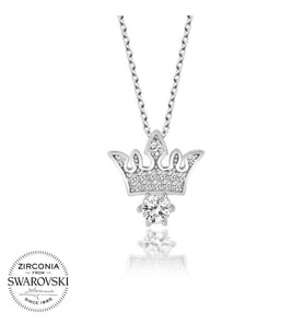 SwarovskKral Tacı 925 Ayar Gümüş Kolye