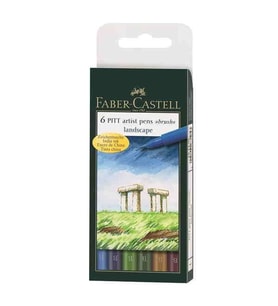 Faber Castell 6 Pitt Artist Pen Fırça Uçlu Çizim Kalemi Landscape Manzara Tonları 167105 