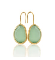 Kadir Jewellery 22 Ayar Altın Kaplama Fosil Taşlı Küpe -El İşçiliği Ve Hipoalerjenik Küpe