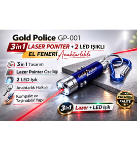 GP-001 3 in 1 Lazer + 2 LED Işıklı El Feneri Anahtarlıklı 1 Adet