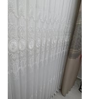 NİVEMESHOME HAZEL APLİK3 EKRU 1/3 PİLELİ BAMBU TÜL PERDE