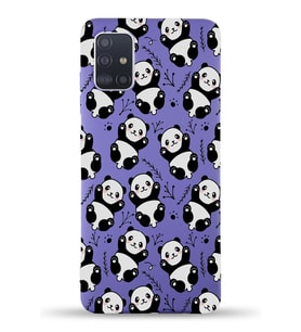 Samsung Galaxy M31s Uyumlu Lansman Kılıf Panda Tasarımlı İçi Kadife Kapak-Mor (Şeffaf)