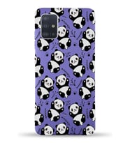 Samsung Galaxy M31s Uyumlu Lansman Kılıf Panda Tasarımlı İçi Kadife Kapak-Mor (Şeffaf)