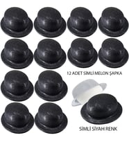 Siyah Renk Simli Melon Yuvarlak Parti Şapkası 12 Adet