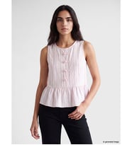 LCW Vision Pembe Çizgili Modal Karışımlı Peplum Bluz