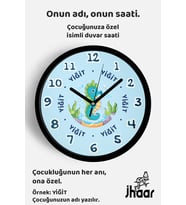 İsme Özel Sevimli Denizatı Çocuk Odası Duvar Saati Orta Boy 30 cm Siyah Camlı Sessiz