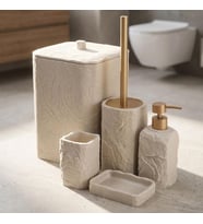Acar JHN-09342 Laduree Collection 5'Li Köşeli Banyo Set BEJ